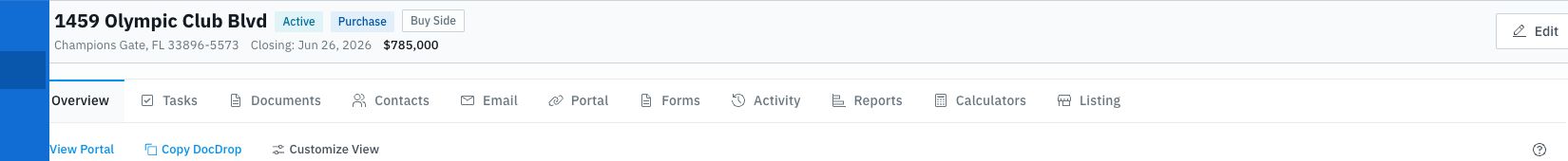 Copy DocDrop on the transaction overview